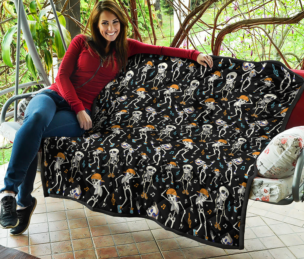 Dancing Skeleton Party Pattern Print Quilt