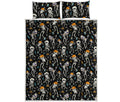 Dancing Skeleton Party Pattern Print Quilt Bed Set