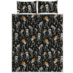 Dancing Skeleton Party Pattern Print Quilt Bed Set