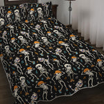 Dancing Skeleton Party Pattern Print Quilt Bed Set