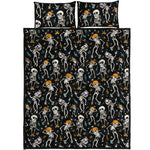 Dancing Skeleton Party Pattern Print Quilt Bed Set
