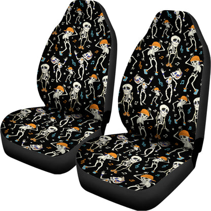 Dancing Skeleton Party Pattern Print Universal Fit Car Seat Covers