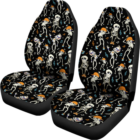 Dancing Skeleton Party Pattern Print Universal Fit Car Seat Covers