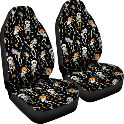 Dancing Skeleton Party Pattern Print Universal Fit Car Seat Covers