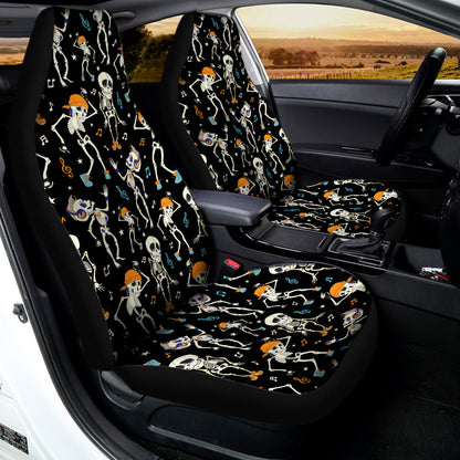 Dancing Skeleton Party Pattern Print Universal Fit Car Seat Covers