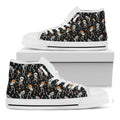 Dancing Skeleton Party Pattern Print White High Top Sneakers