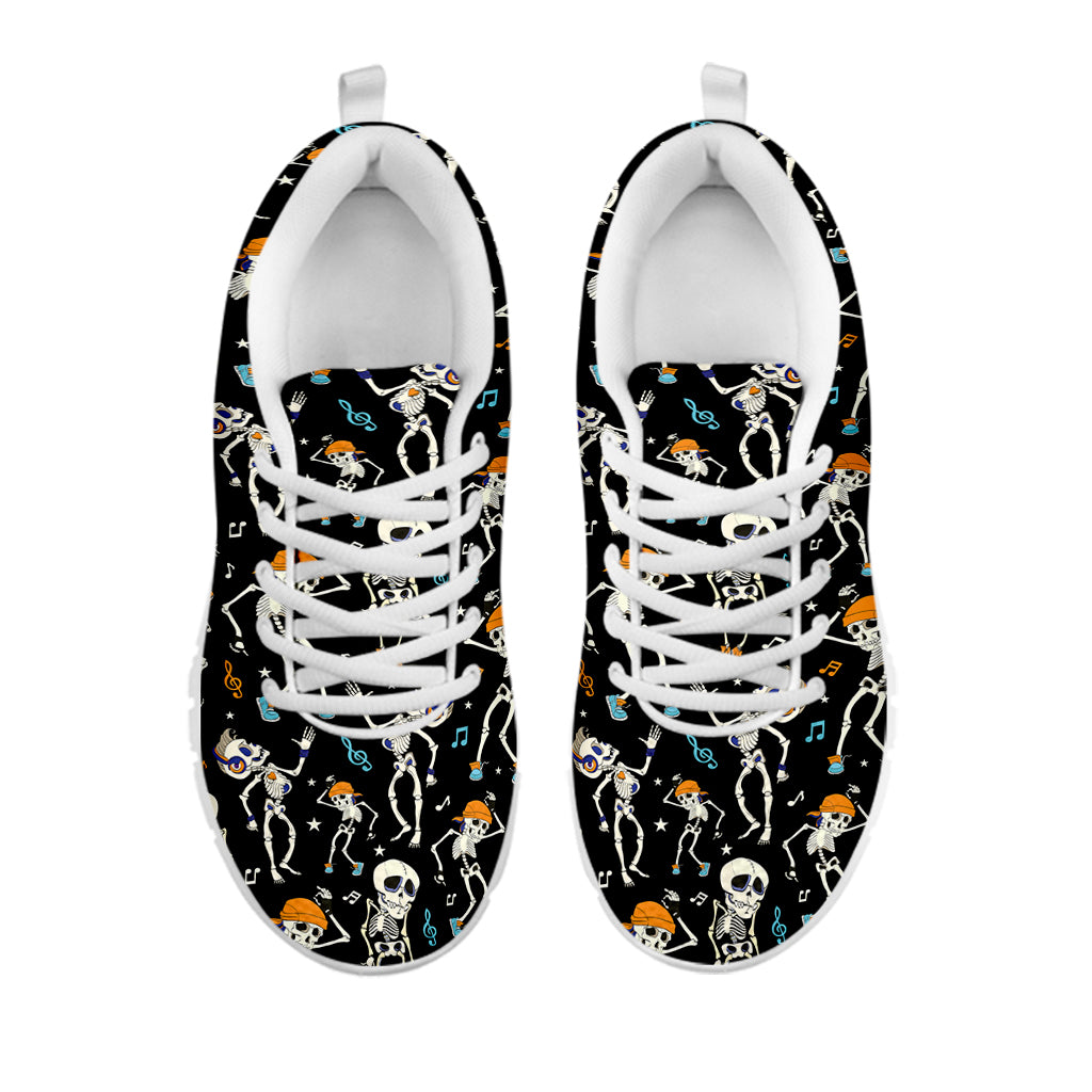 Dancing Skeleton Party Pattern Print White Sneakers