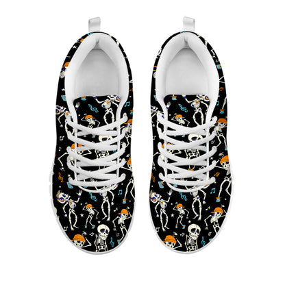 Dancing Skeleton Party Pattern Print White Sneakers