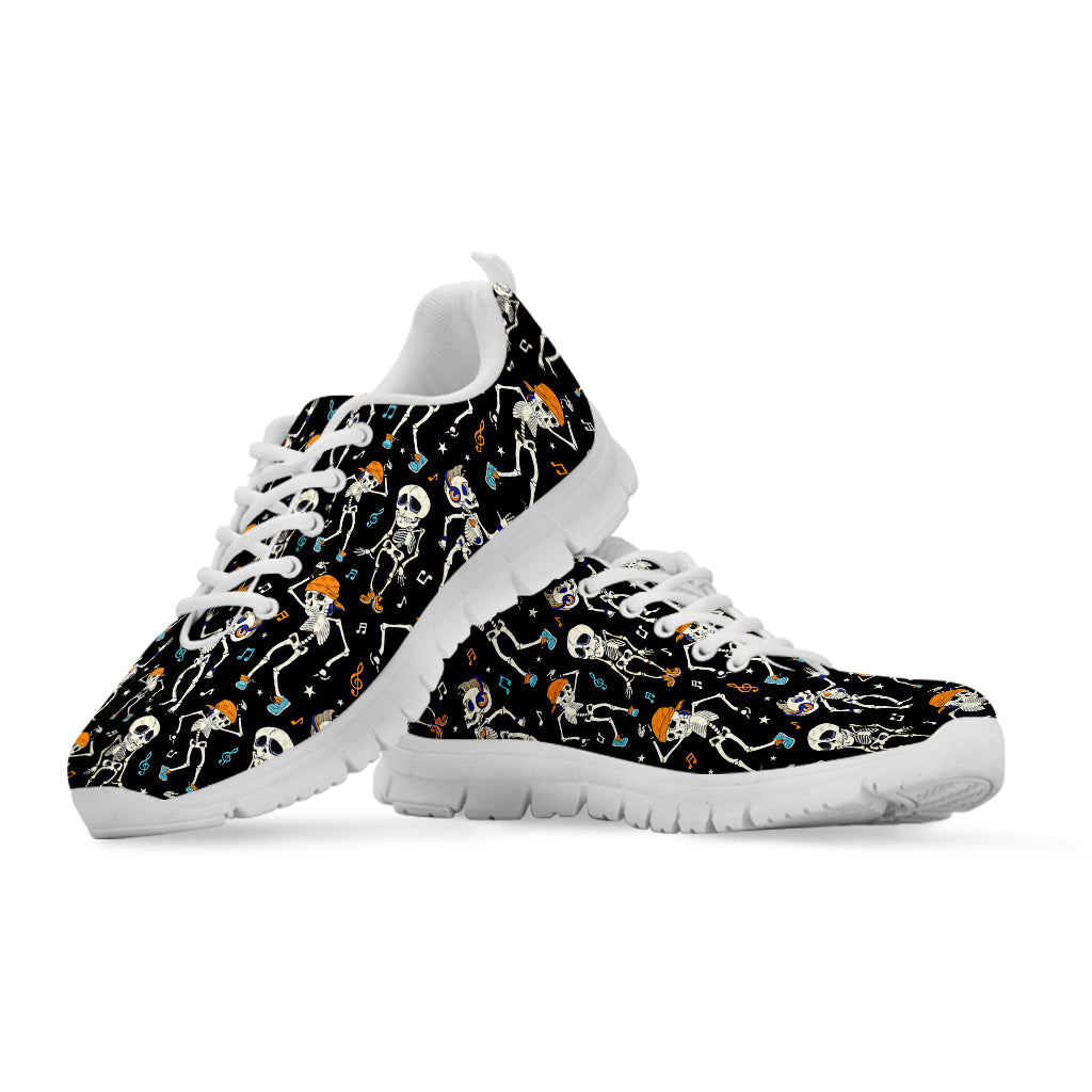 Dancing Skeleton Party Pattern Print White Sneakers