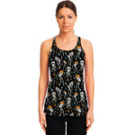 Dancing Skeleton Party Pattern Print Women's Racerback Tank Top