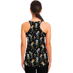 Dancing Skeleton Party Pattern Print Women's Racerback Tank Top
