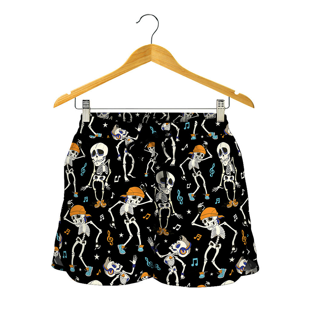 Dancing Skeleton Party Pattern Print Women's Shorts