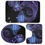 Dark Aquarius Zodiac Sign Print 3 Piece Bath Mat Set