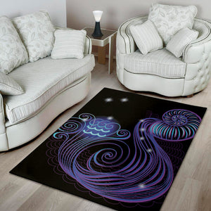 Dark Aquarius Zodiac Sign Print Area Rug