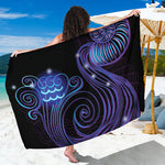 Dark Aquarius Zodiac Sign Print Beach Sarong Wrap