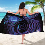 Dark Aquarius Zodiac Sign Print Beach Sarong Wrap