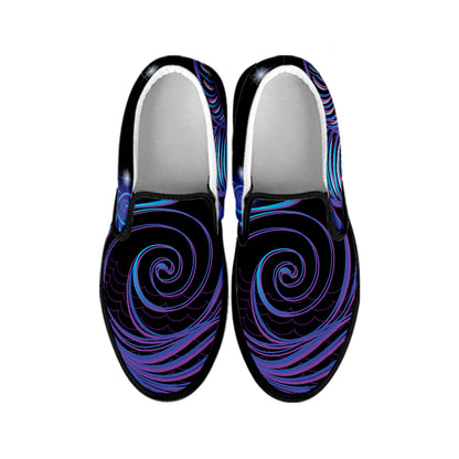Dark Aquarius Zodiac Sign Print Black Slip On Shoes
