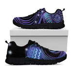 Dark Aquarius Zodiac Sign Print Black Sneakers