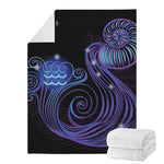 Dark Aquarius Zodiac Sign Print Blanket