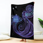 Dark Aquarius Zodiac Sign Print Blanket