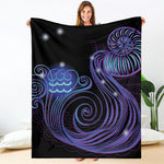 Dark Aquarius Zodiac Sign Print Blanket