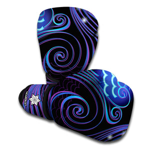 Dark Aquarius Zodiac Sign Print Boxing Gloves