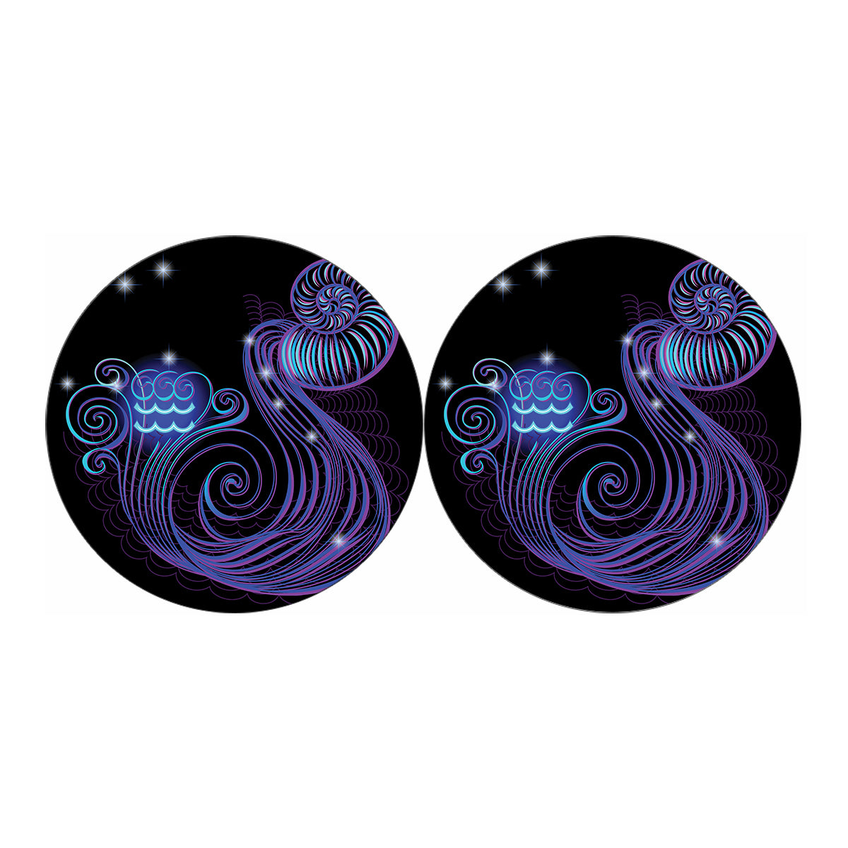 Dark Aquarius Zodiac Sign Print Car Coasters