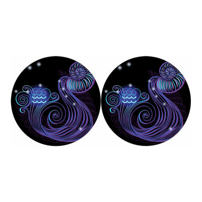 Dark Aquarius Zodiac Sign Print Car Coasters