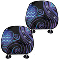 Dark Aquarius Zodiac Sign Print Car Headrest Covers