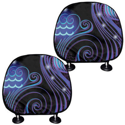 Dark Aquarius Zodiac Sign Print Car Headrest Covers