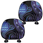 Dark Aquarius Zodiac Sign Print Car Headrest Covers