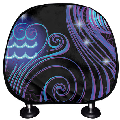 Dark Aquarius Zodiac Sign Print Car Headrest Covers