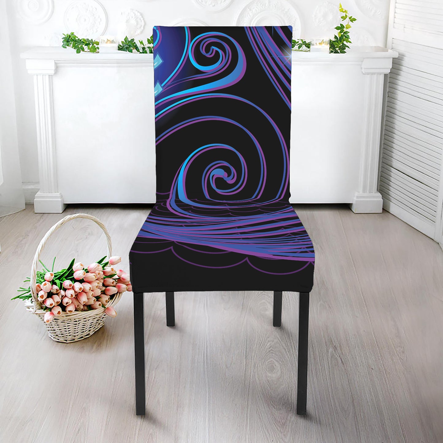 Dark Aquarius Zodiac Sign Print Dining Chair Slipcover
