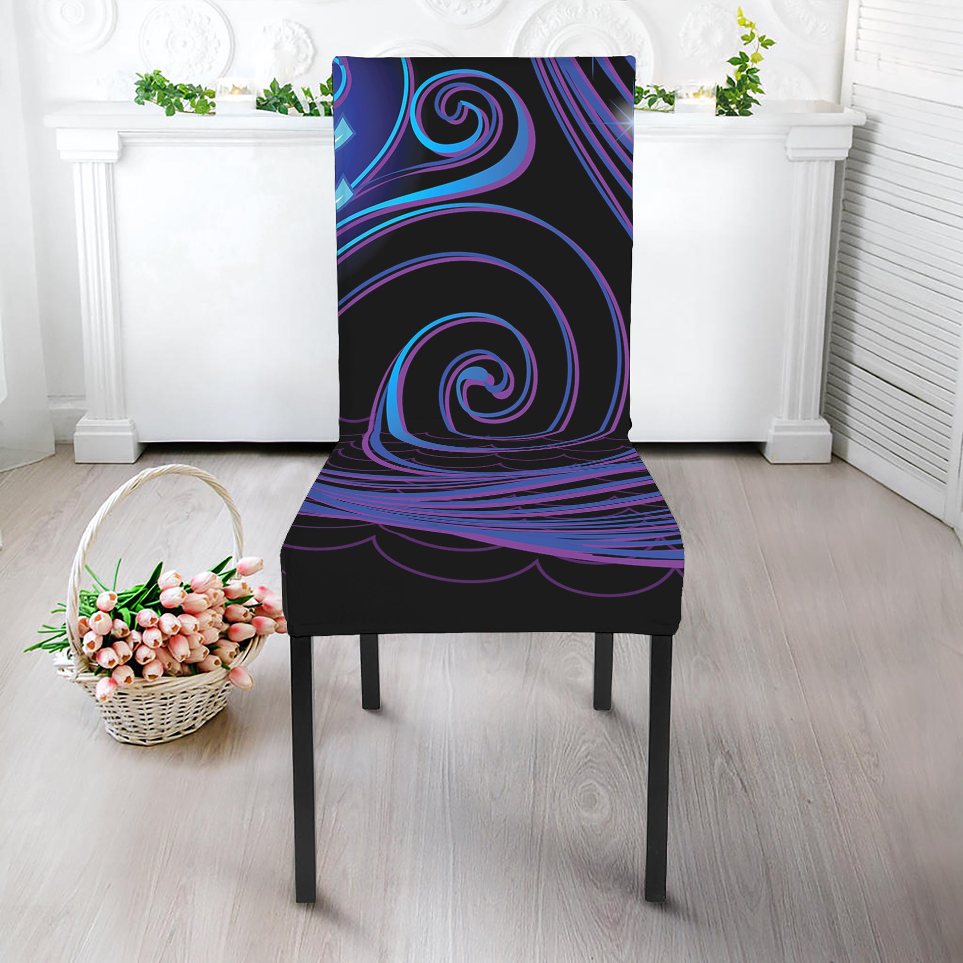 Dark Aquarius Zodiac Sign Print Dining Chair Slipcover