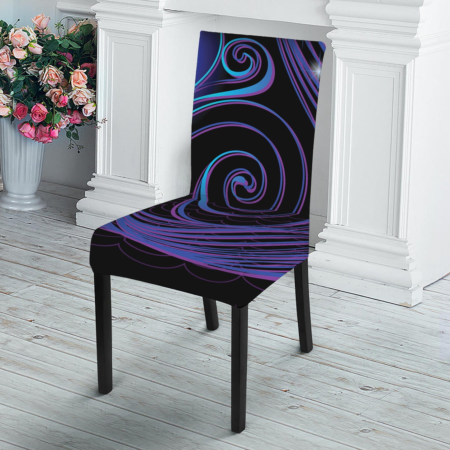 Dark Aquarius Zodiac Sign Print Dining Chair Slipcover