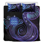 Dark Aquarius Zodiac Sign Print Duvet Cover Bedding Set