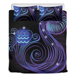 Dark Aquarius Zodiac Sign Print Duvet Cover Bedding Set