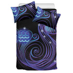 Dark Aquarius Zodiac Sign Print Duvet Cover Bedding Set