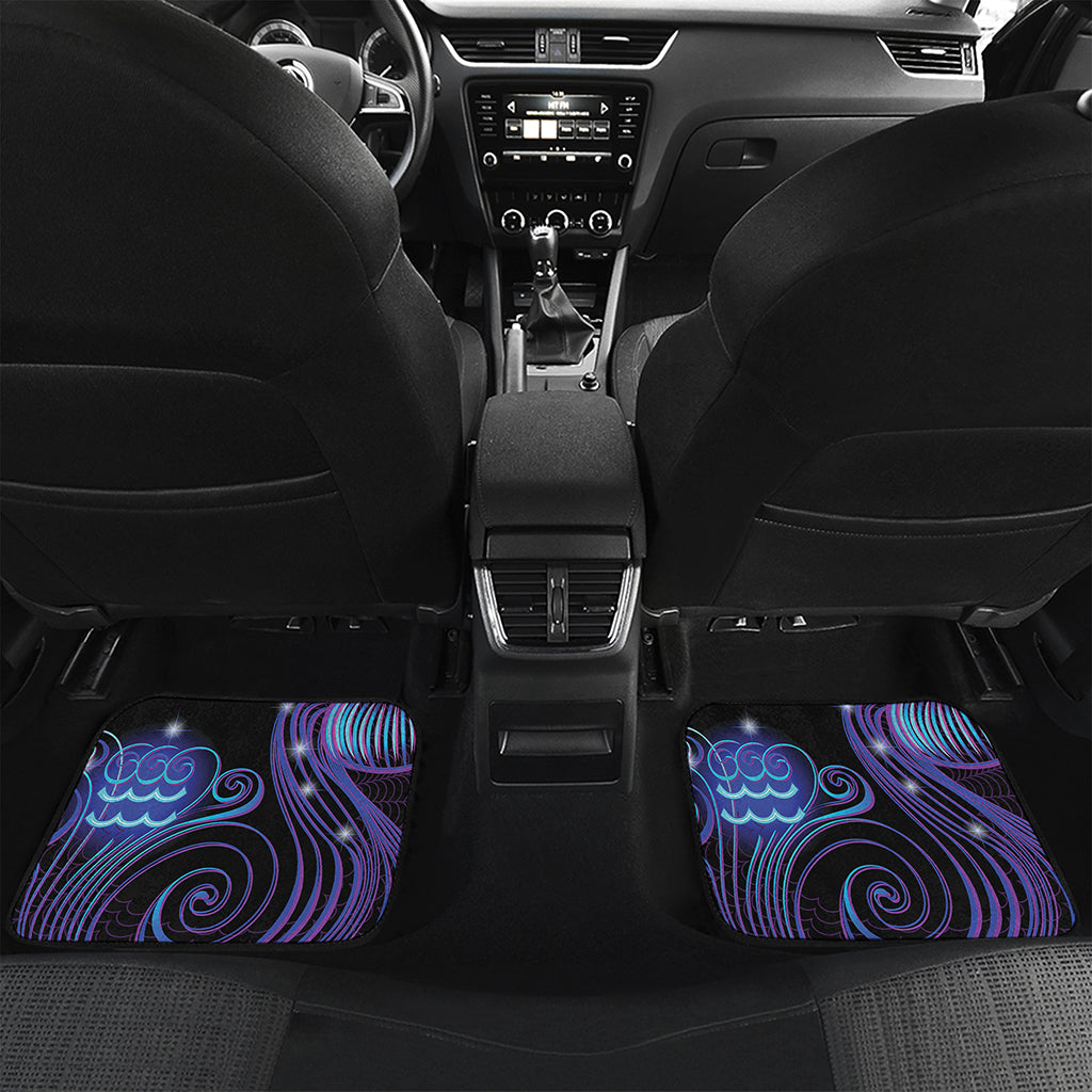 Dark Aquarius Zodiac Sign Print Front and Back Car Floor Mats