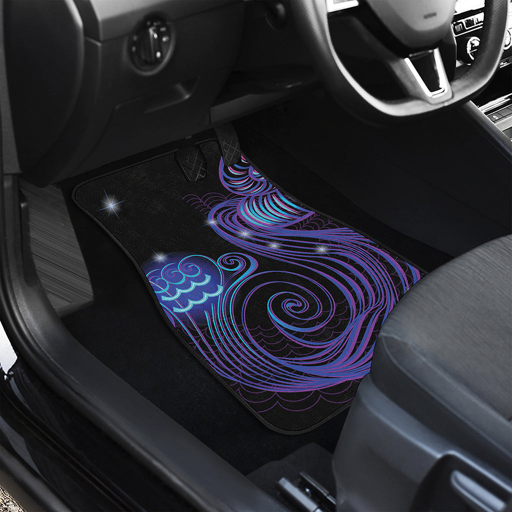 Dark Aquarius Zodiac Sign Print Front and Back Car Floor Mats