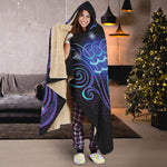 Dark Aquarius Zodiac Sign Print Hooded Blanket