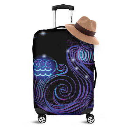 Dark Aquarius Zodiac Sign Print Luggage Cover