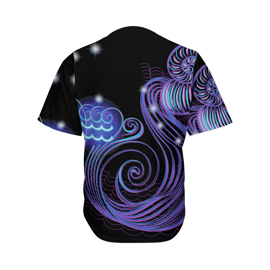 Dark Aquarius Zodiac Sign Print Men's Baseball Jersey