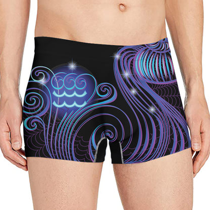Dark Aquarius Zodiac Sign Print Men's Boxer Briefs