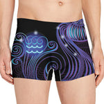 Dark Aquarius Zodiac Sign Print Men's Boxer Briefs