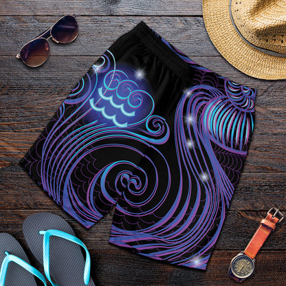 Dark Aquarius Zodiac Sign Print Men's Shorts