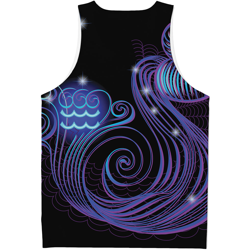 Dark Aquarius Zodiac Sign Print Men's Tank Top
