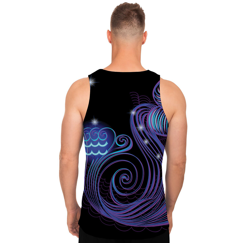 Dark Aquarius Zodiac Sign Print Men's Tank Top
