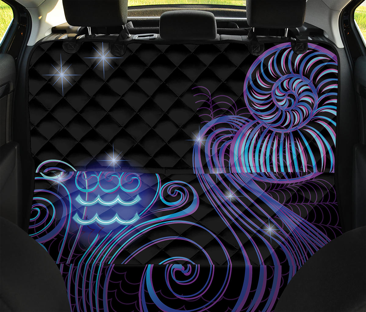 Dark Aquarius Zodiac Sign Print Pet Car Back Seat Cover