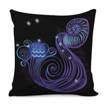 Dark Aquarius Zodiac Sign Print Pillow Cover